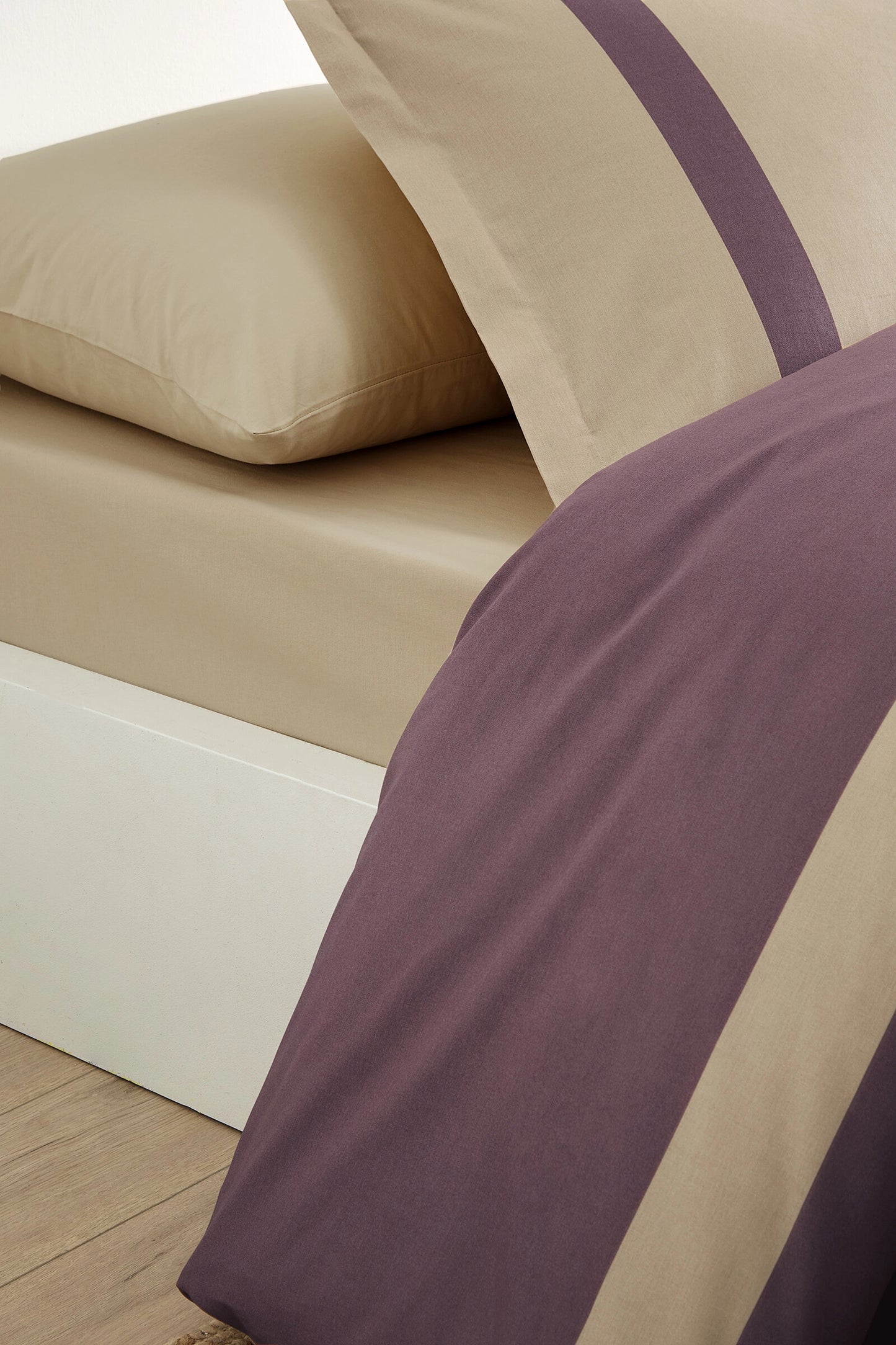 Set Lenjerie de pat Ozdilek – COLOUR STRIPE - Bej/Pruna - 1 Persoana
